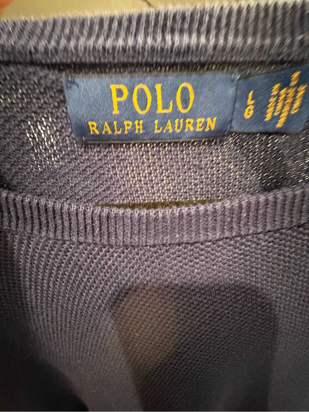 Polo Ralph Lauren Men’s Large Navy Blue Linen Cotton Crewneck Knit Sweater